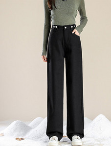 Γυναικείο φλις τζιν φαρδύ μοντέλο με ψηλόμεσο