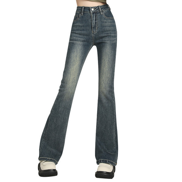 Γυναικείο slim fit τζιν με φαρδύ μπατζάκι και ψηλή μέση