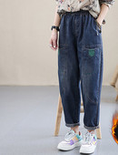 Casual γυναικείο τζιν με ελαστική μέση