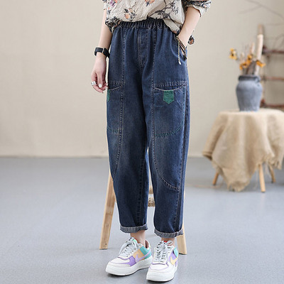 Casual γυναικείο τζιν με ελαστική μέση