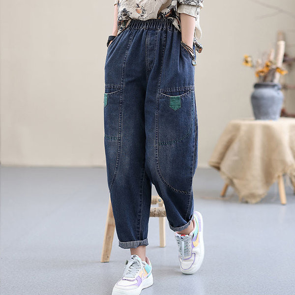 Casual γυναικείο τζιν με ελαστική μέση