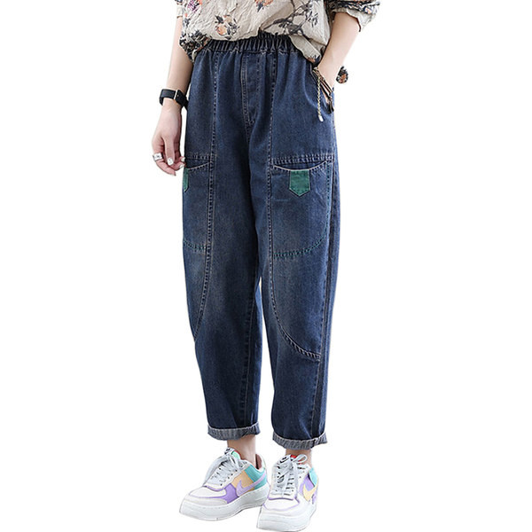 Casual γυναικείο τζιν με ελαστική μέση