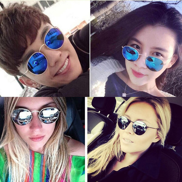 Ochelari de soare retro cu formă rotundă pentru bărbați