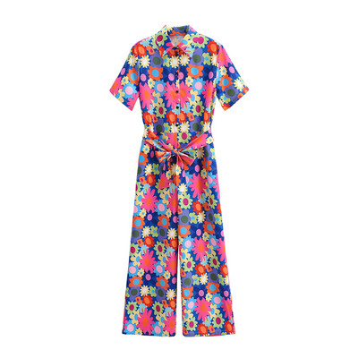 Ženski kombinezon sa cvjetnim motivima i remenom