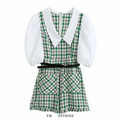 Νέο μοντέλο κοντή γυναικεία φόρμα με V λαιμόκοψη και ζώνη