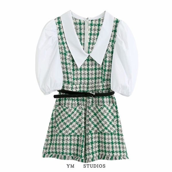 Νέο μοντέλο κοντή γυναικεία φόρμα με V λαιμόκοψη και ζώνη