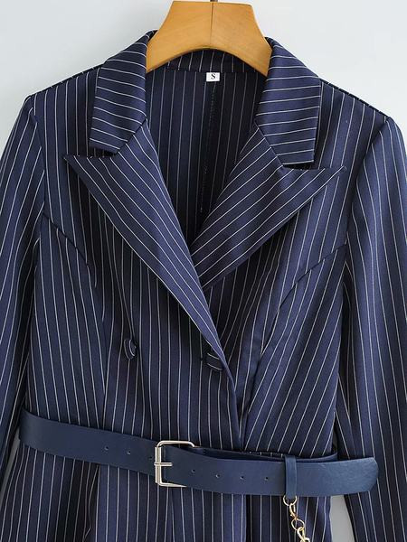 Γυναικεία ριγέ ολόσωμη φόρμα με ζώνη και κουμπιά