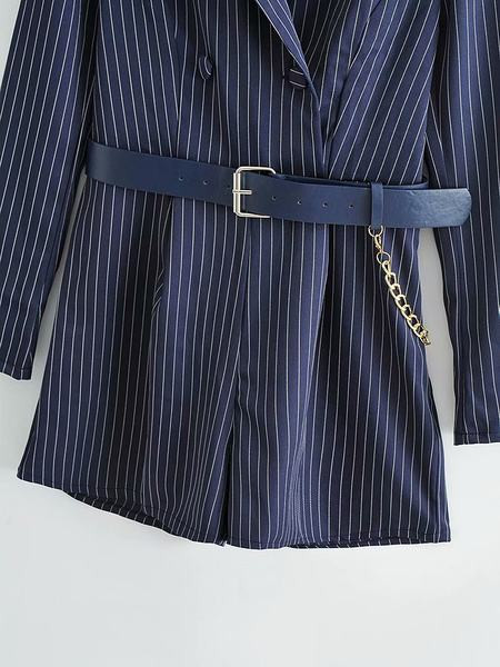 Γυναικεία ριγέ ολόσωμη φόρμα με ζώνη και κουμπιά