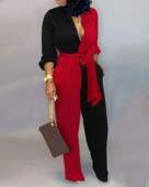 Ženski elegantni kombinezon s V-izrezom