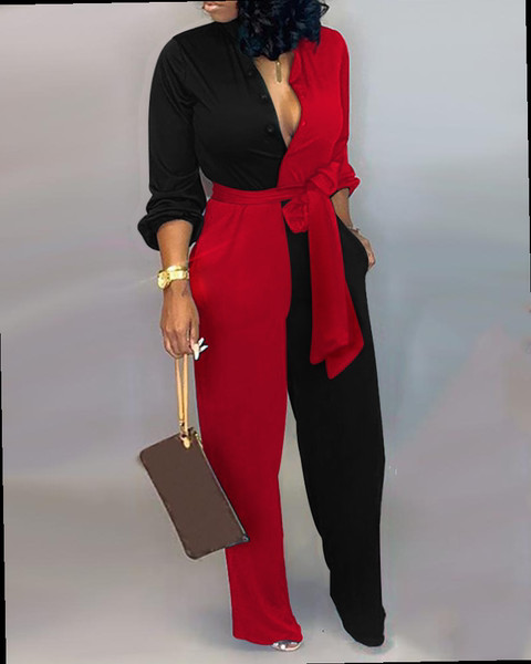 Ženski elegantni kombinezon s V-izrezom