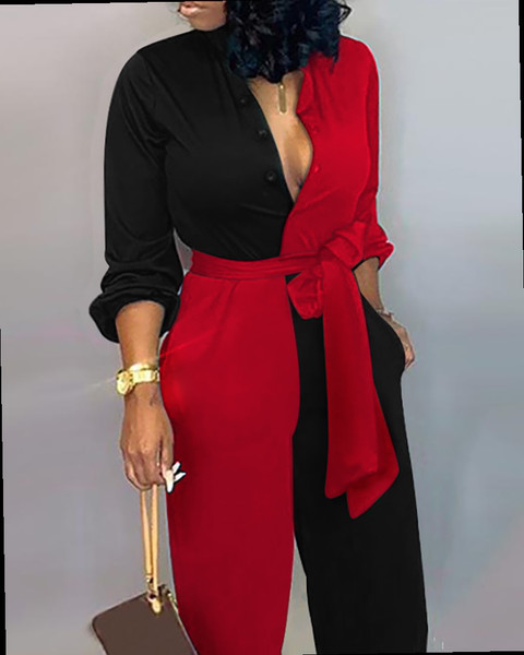 Ženski elegantni kombinezon s V-izrezom