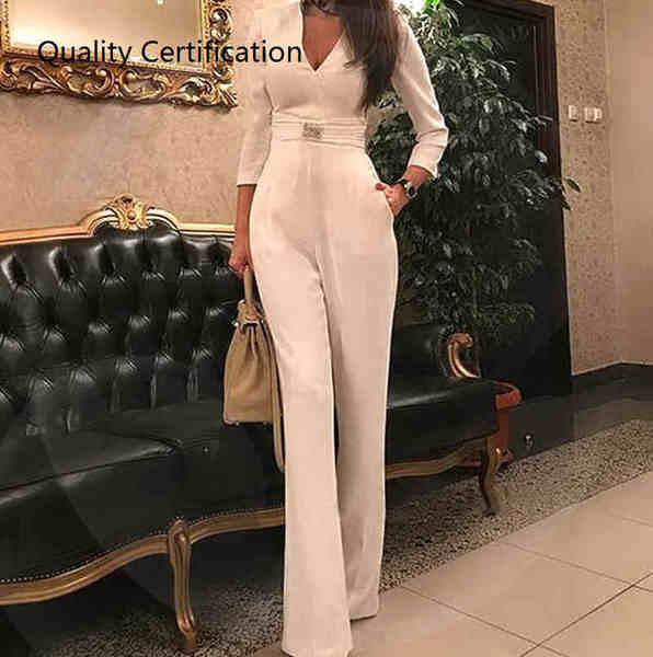 Επίσημο γυναικείο ολόσωμο φόρμα με τσέπη και ζώνη