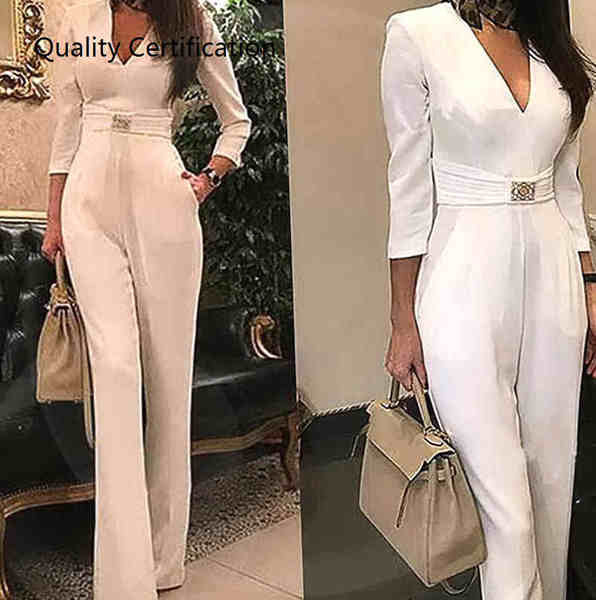 Επίσημο γυναικείο ολόσωμο φόρμα με τσέπη και ζώνη