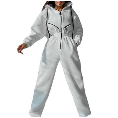 Salopeta casual dama cu gluga, fermoar si buzunar