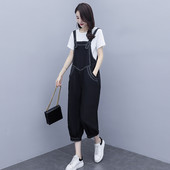 Γυναικεία τζιν ολόσωμη φόρμα με τσέπη και φαρδιά μπατζάκια