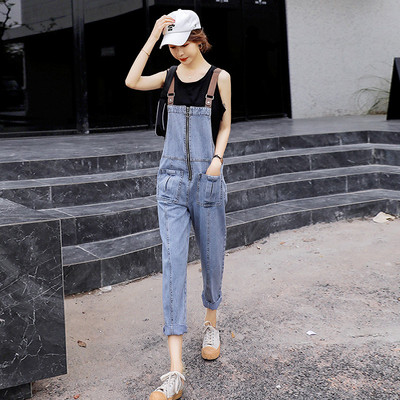 Salopeta de dama din denim cu fermoar