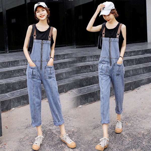 Salopeta de dama din denim cu fermoar