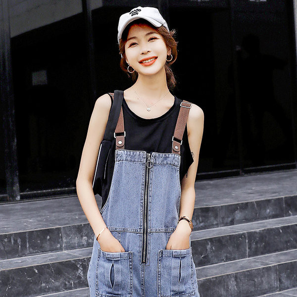 Salopeta de dama din denim cu fermoar