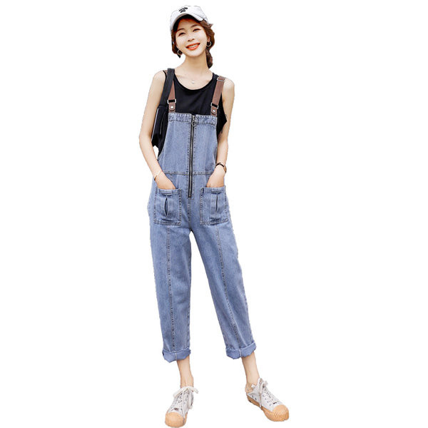 Salopeta de dama din denim cu fermoar