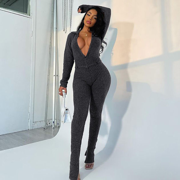 Γυναικεία ριγέ ολόσωμη φόρμα με κουμπιά