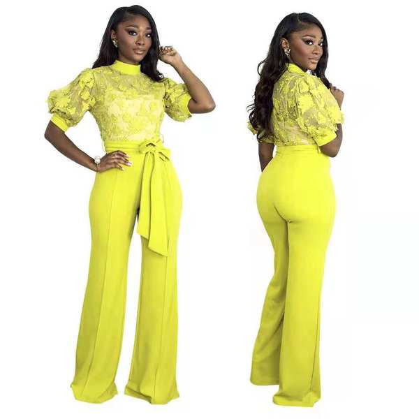 Γυναικεία επίσημη ολόσωμη φόρμα με ψηλό γιακά και κέντημα