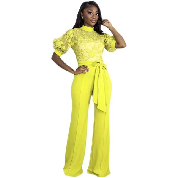 Γυναικεία επίσημη ολόσωμη φόρμα με ψηλό γιακά και κέντημα