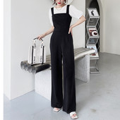 Νέο μοντέλο γυναικεία ολόσωμη φόρμα με τιράντες σε μαύρο χρώμα