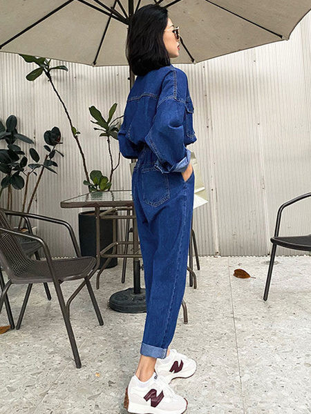 Naiste teksakombinesoon – pikkade varrukate ja nööpidega