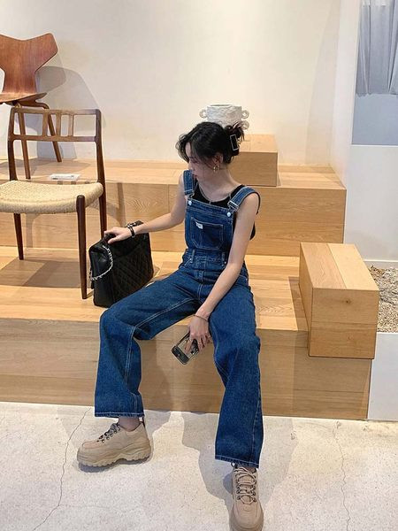 Casual γυναικεία τζιν ολόσωμη φόρμα σε μαύρο και μπλε χρώμα