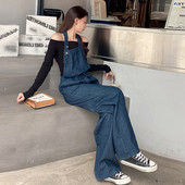 Široki ženski teksas kombinezon plave boje