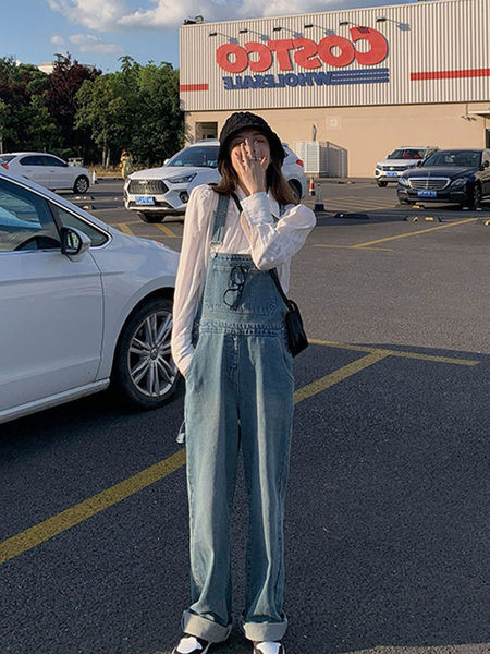 Női farmer jumpsuit új modellje kék színben