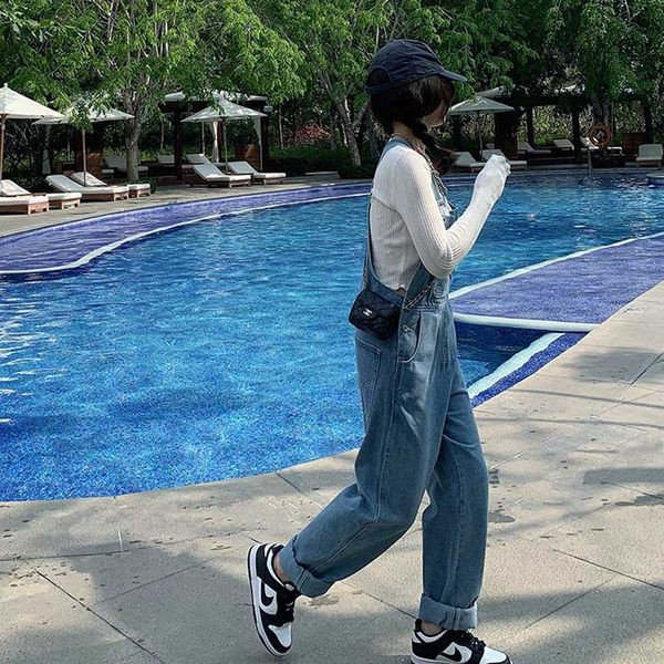 Ženski traper kombinezon plave boje