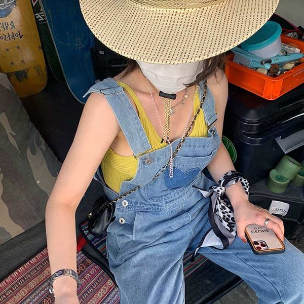 Ženski traper kombinezon plave boje