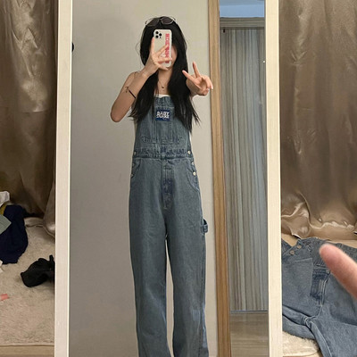 Casual τζιν ολόσωμη φόρμα με φαρδιά πόδια