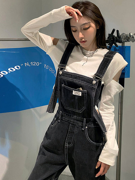 Modni traper kombinezon s logotipom i džepom za žene