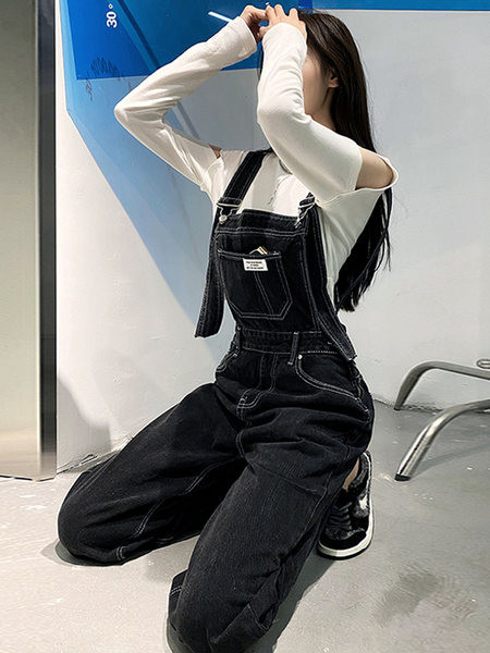 Modni traper kombinezon s logotipom i džepom za žene