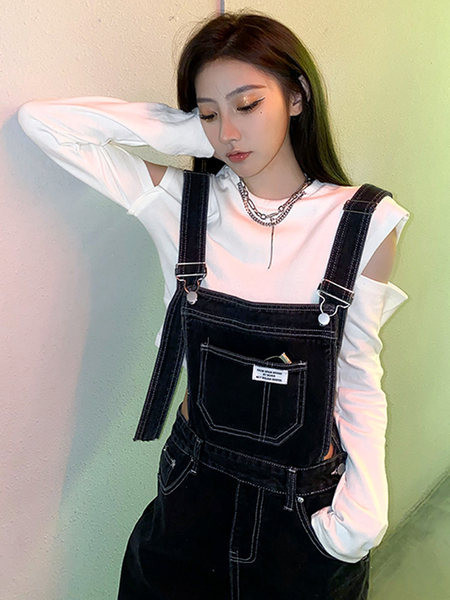 Modni traper kombinezon s logotipom i džepom za žene