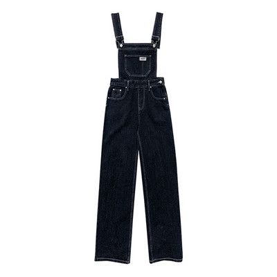 Salopetă de damă din denim de culoare închisă și deschisă