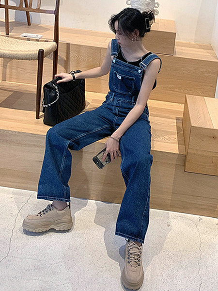 Μοντέρνα γυναικεία τζιν φόρμα - μαύρο και μπλε χρώμα