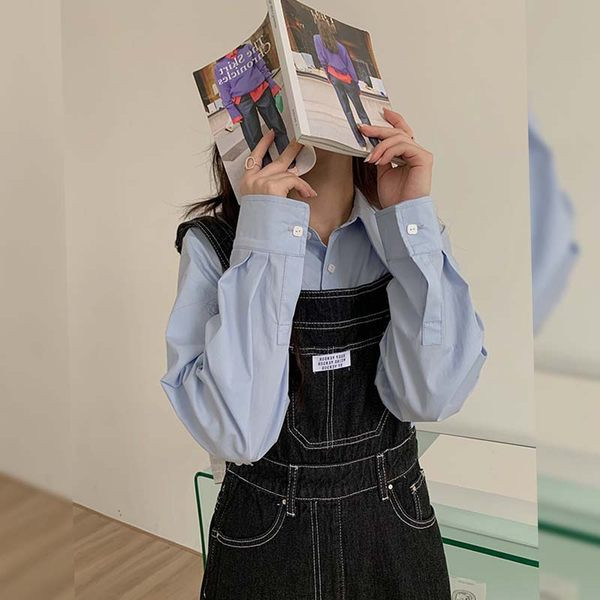 Γυναικεία τζιν ολόσωμη φόρμα με φαρδιά πόδια