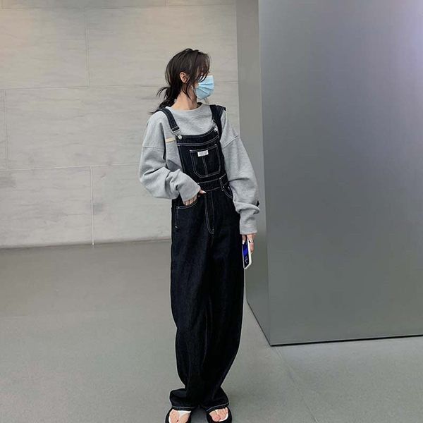 Γυναικεία τζιν ολόσωμη φόρμα με φαρδιά πόδια