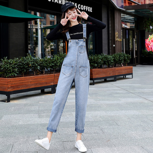 Ρετρό τζιν ολόσωμη φόρμα με τσέπη για γυναίκες