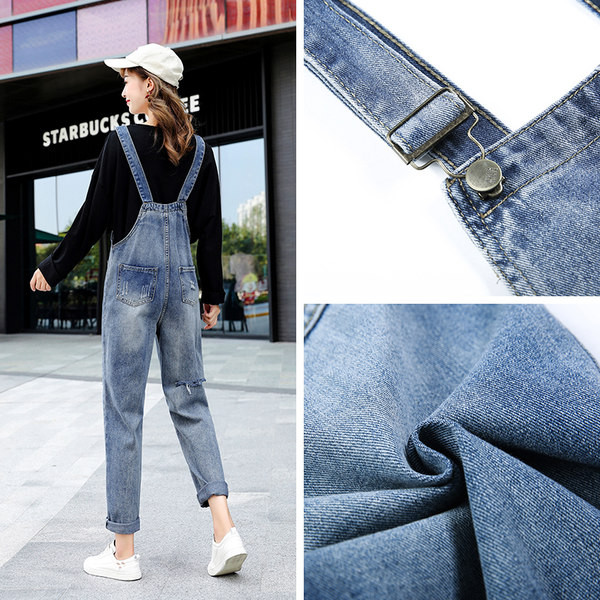 Γυναικεία τζιν ολόσωμη φόρμα με σκισμένα στοιχεία