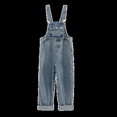 Salopeta casual din denim cu buzunar si talie inalta