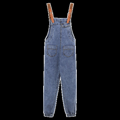 Φαρδιά τζιν ολόσωμη φόρμα με τσέπη