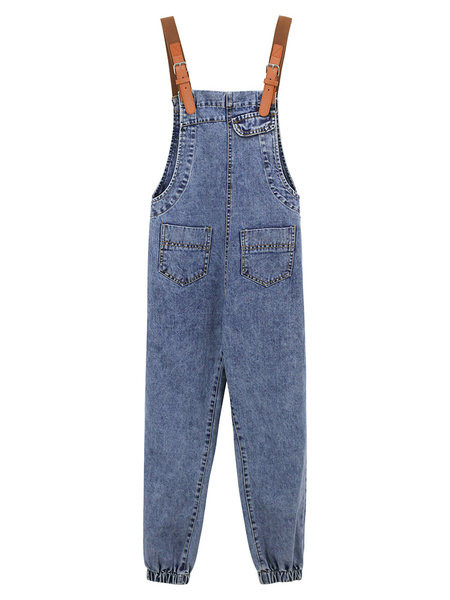 Φαρδιά τζιν ολόσωμη φόρμα με τσέπη