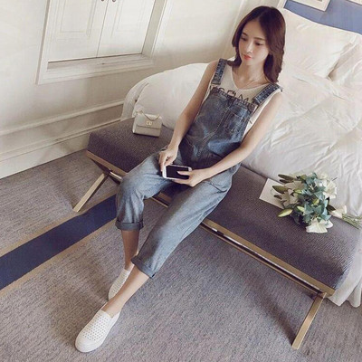 Dámsky ležérny džínsový overal s ramienkami