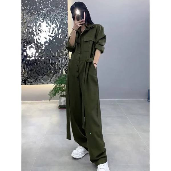 Laia mustriga pikkade varrukatega naiste kombinesoon