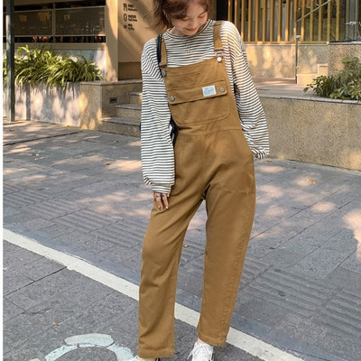 Casual γυναικεία φόρμα με τσέπες - μαύρο και καφέ χρώμα