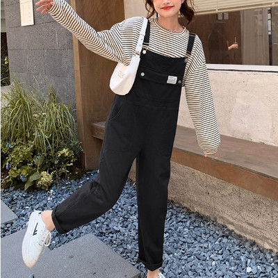 Casual γυναικεία φόρμα με τσέπες - μαύρο και καφέ χρώμα